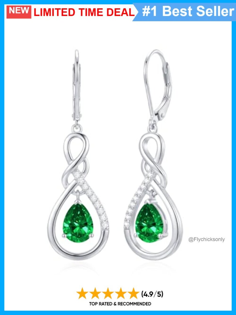 925 Sterling Silver Infinity Birthstone Dangle Drop Earrings for Women